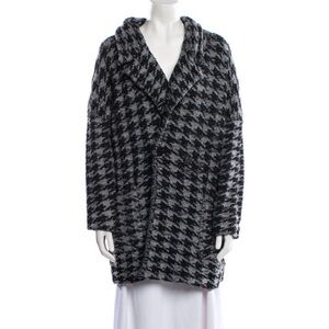 Cozy Houndstooth Knit Cardigan - Black & Gray